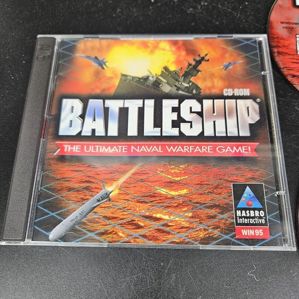 Vintage Battleship PC Game CD-ROM Windows 95 Hasbro 2 Disc Set 99004 USA 1996